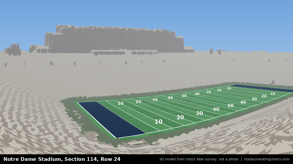 View from Notre Dame Stadium Section 114, Row 24, looking toward the field