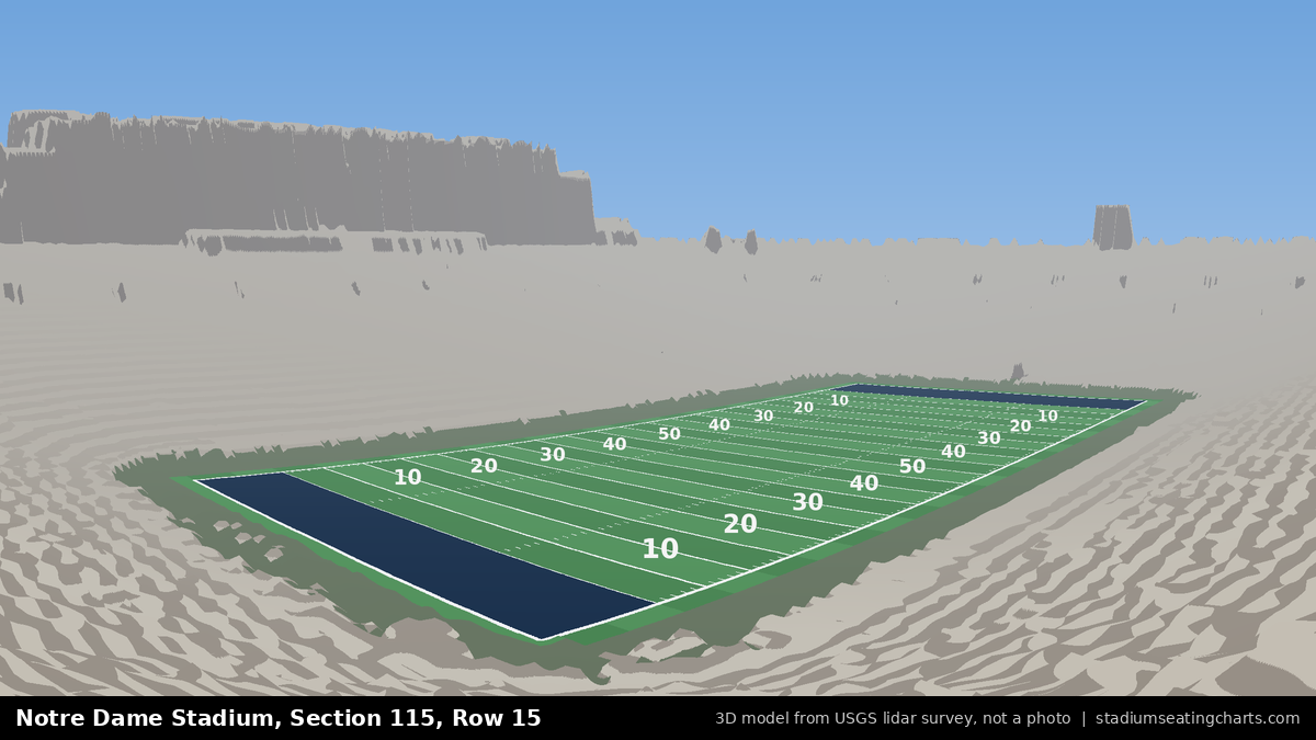 View from Notre Dame Stadium Section 115, Row 15, looking toward the field