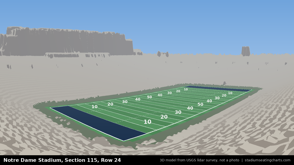 View from Notre Dame Stadium Section 115, Row 24, looking toward the field