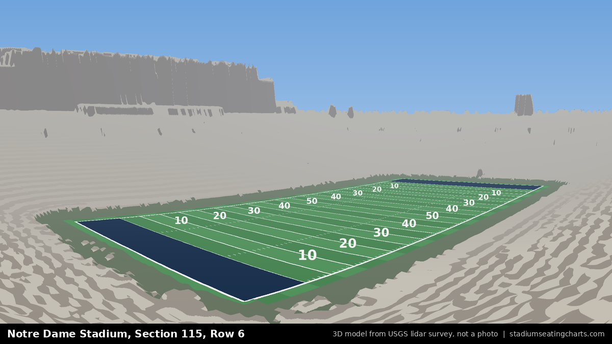 View from Notre Dame Stadium Section 115, Row 6, looking toward the field