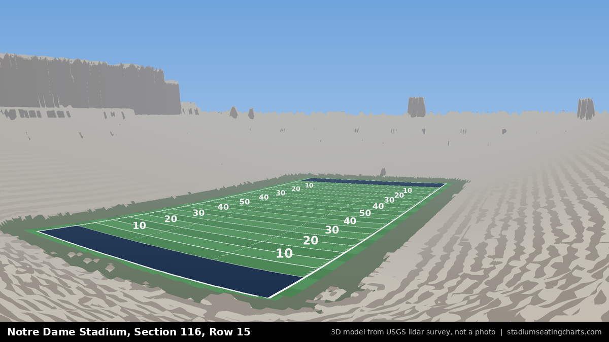 View from Notre Dame Stadium Section 116, Row 15, looking toward the field