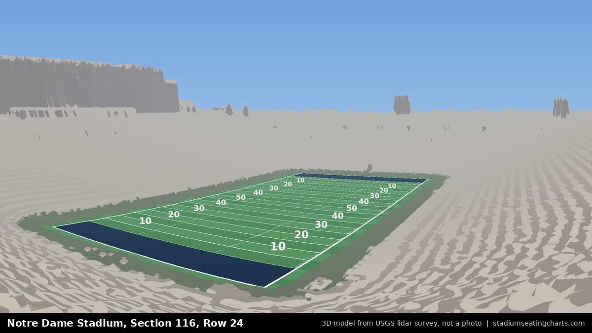 View from Notre Dame Stadium Section 116, Row 24, looking toward the field