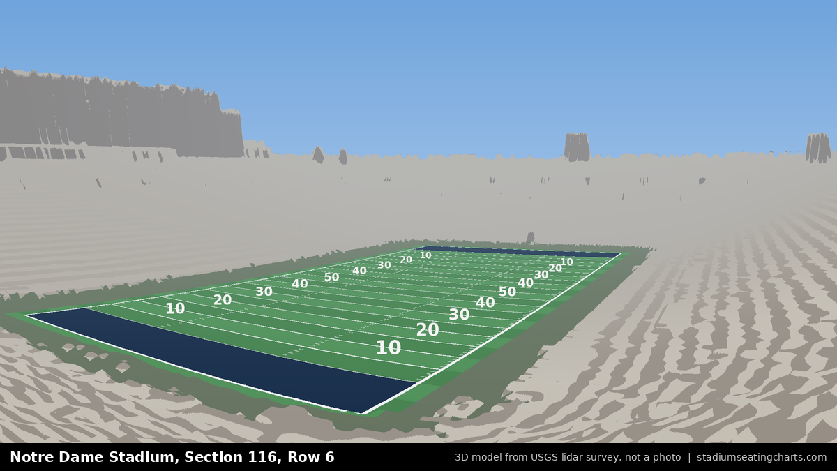 View from Notre Dame Stadium Section 116, Row 6, looking toward the field