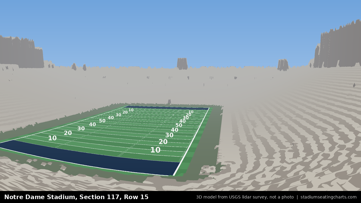 View from Notre Dame Stadium Section 117, Row 15, looking toward the field