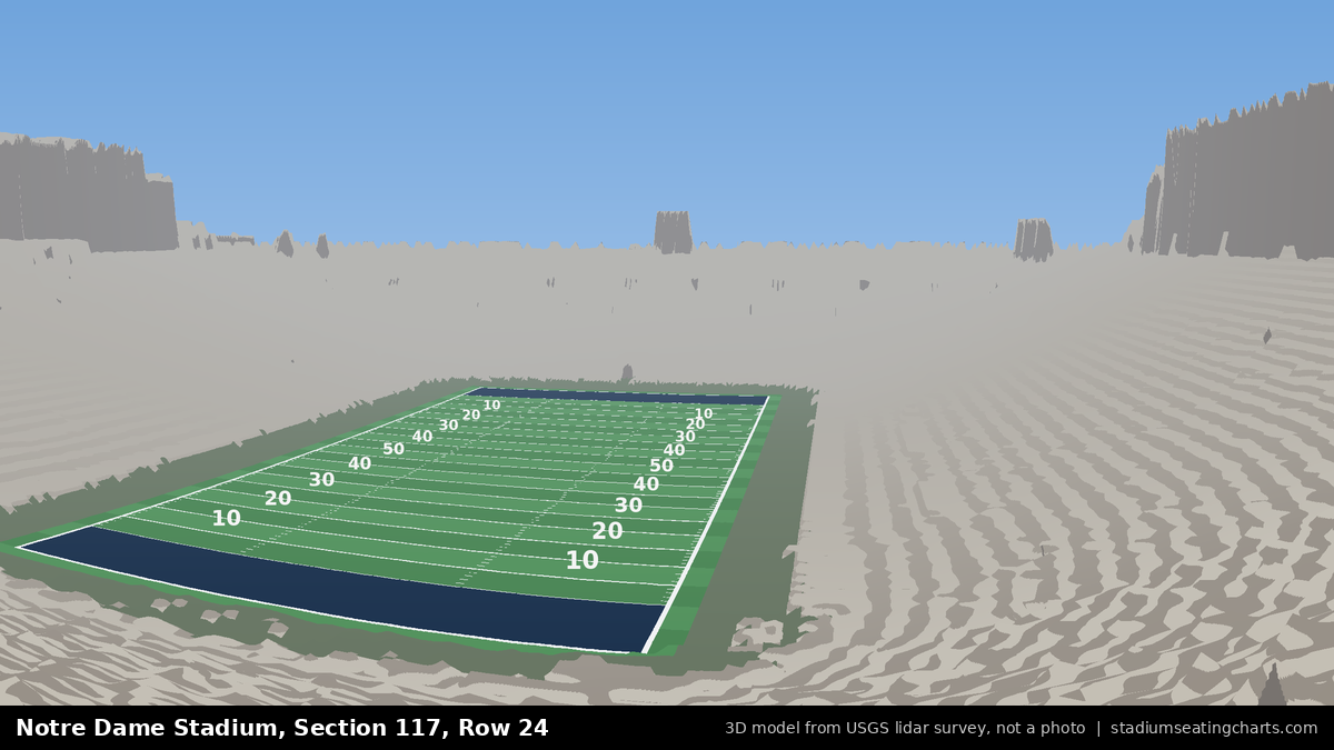 View from Notre Dame Stadium Section 117, Row 24, looking toward the field