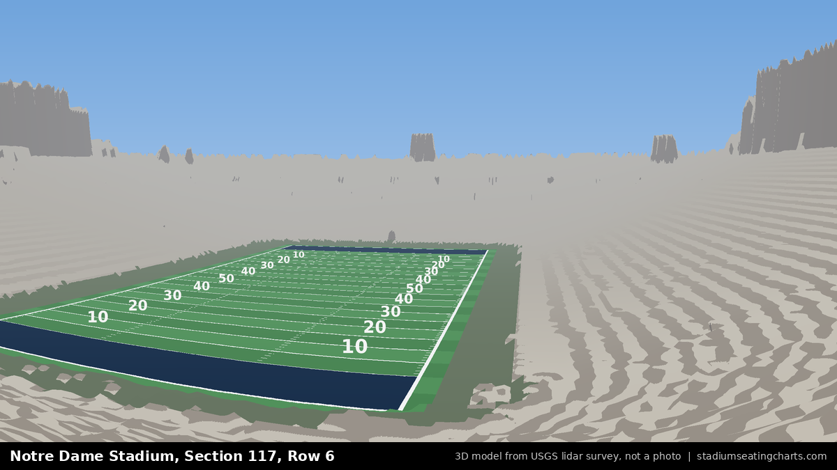 View from Notre Dame Stadium Section 117, Row 6, looking toward the field