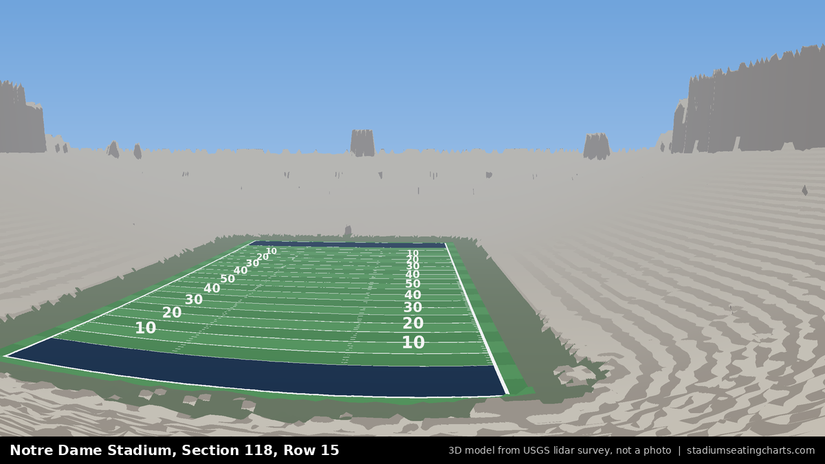 View from Notre Dame Stadium Section 118, Row 15, looking toward the field