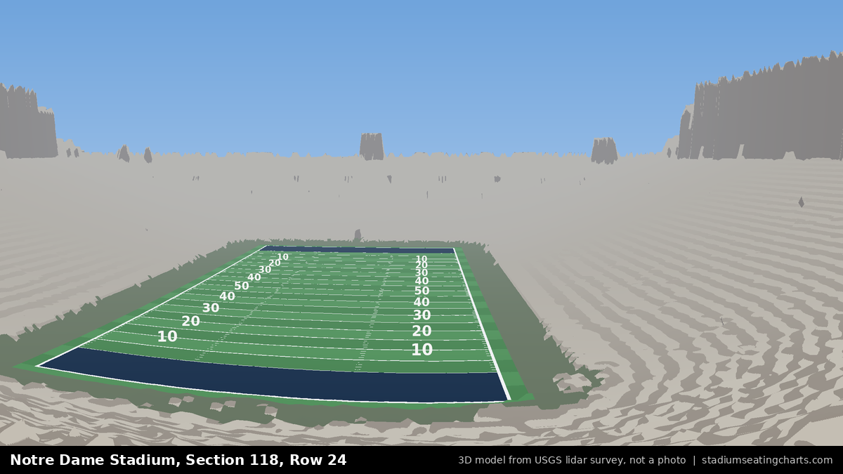 View from Notre Dame Stadium Section 118, Row 24, looking toward the field