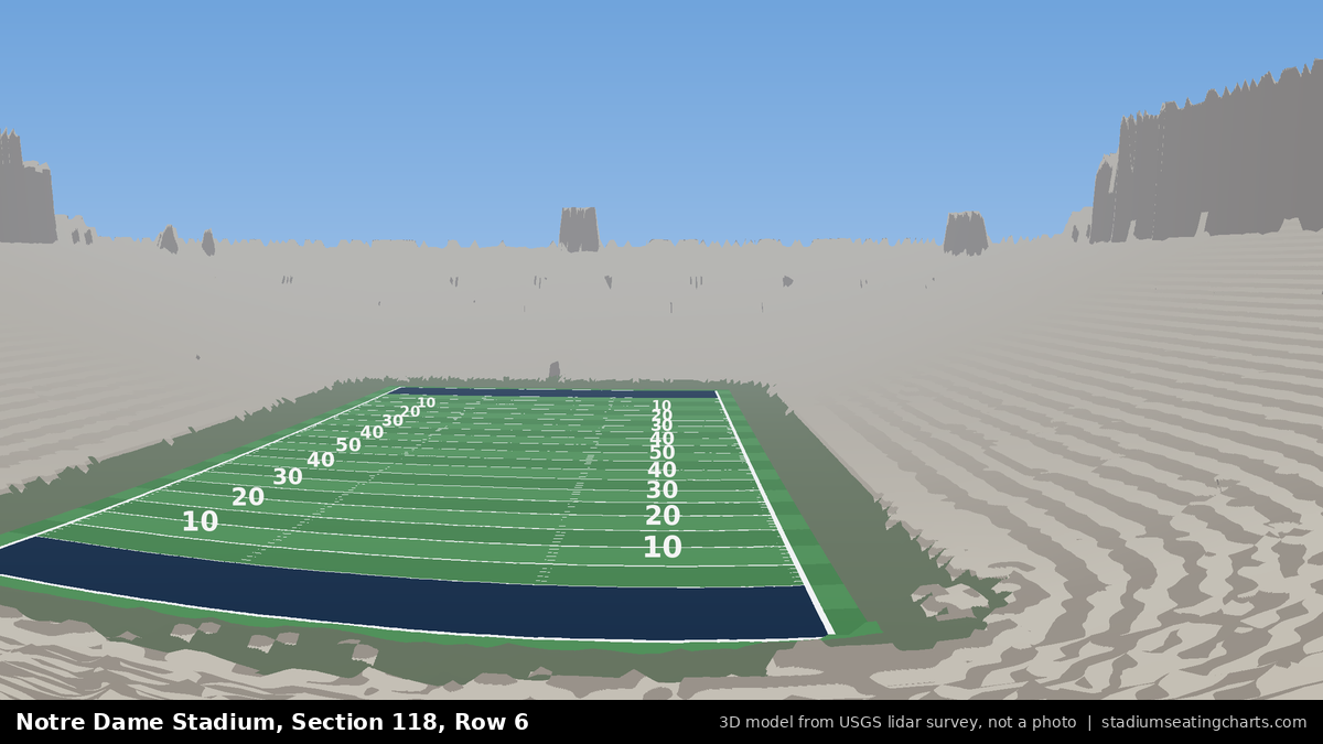 View from Notre Dame Stadium Section 118, Row 6, looking toward the field