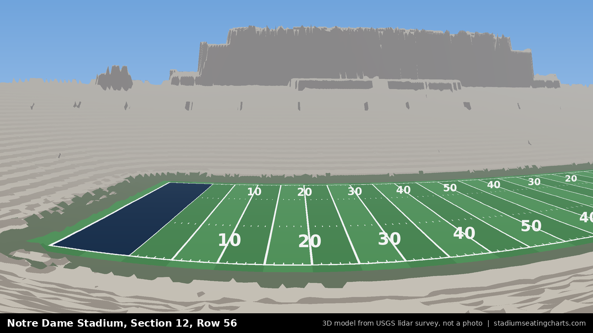 View from Notre Dame Stadium Section 12, Row 56, looking toward the field