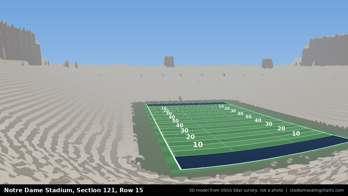 View from Notre Dame Stadium Section 121, Row 15, looking toward the field