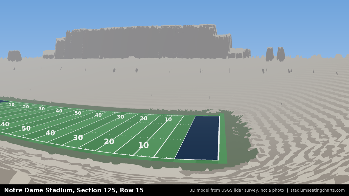View from Notre Dame Stadium Section 125, Row 15, looking toward the field