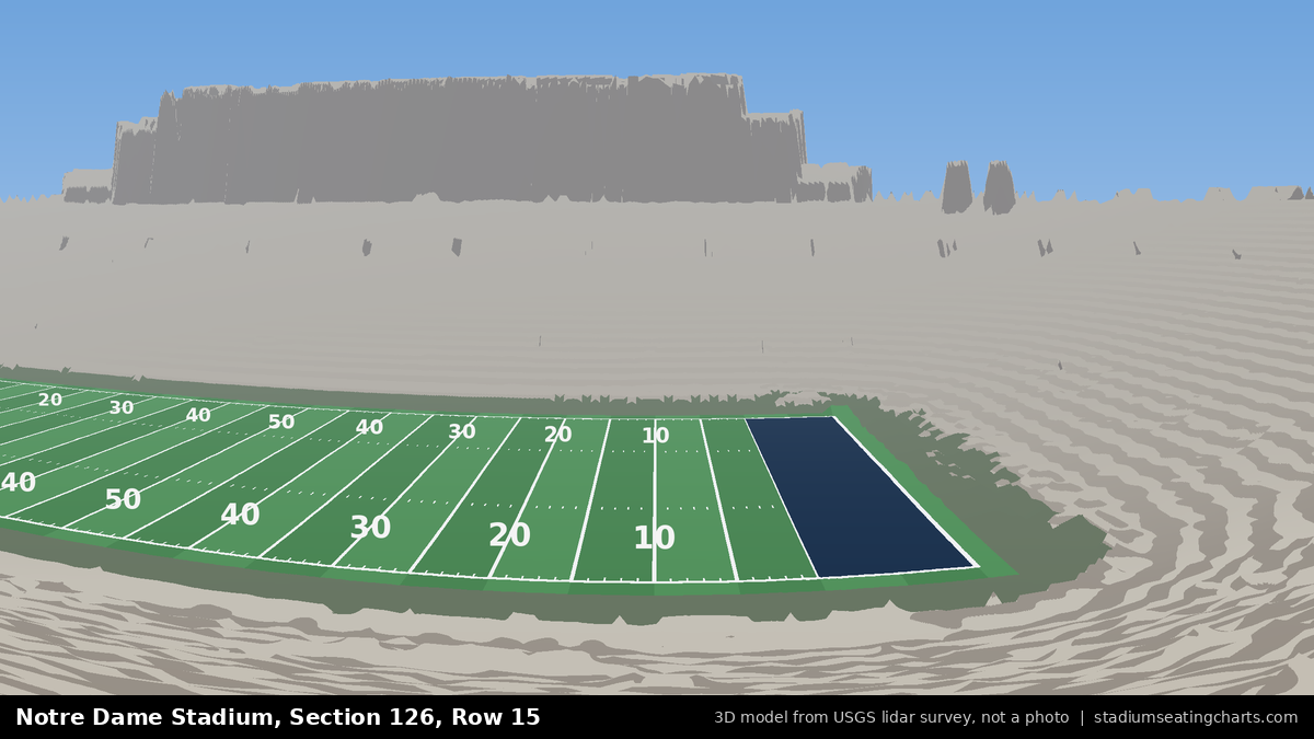 View from Notre Dame Stadium Section 126, Row 15, looking toward the field