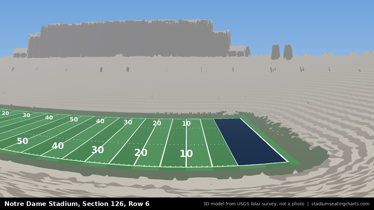 View from Notre Dame Stadium Section 126, Row 6, looking toward the field