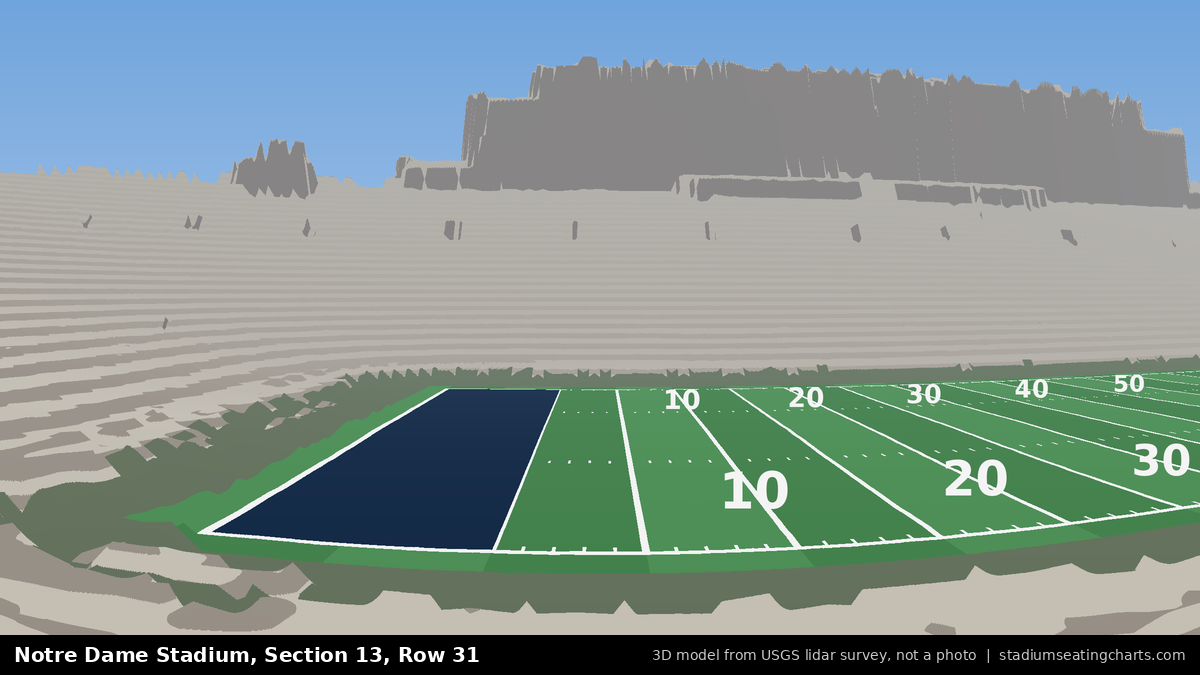 View from Notre Dame Stadium Section 13, Row 31, looking toward the field