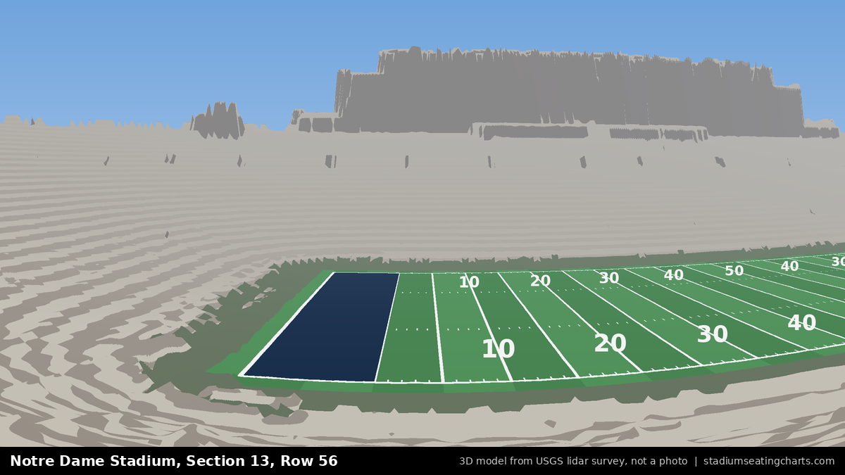 View from Notre Dame Stadium Section 13, Row 56, looking toward the field