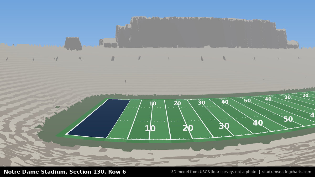 View from Notre Dame Stadium Section 130, Row 6, looking toward the field