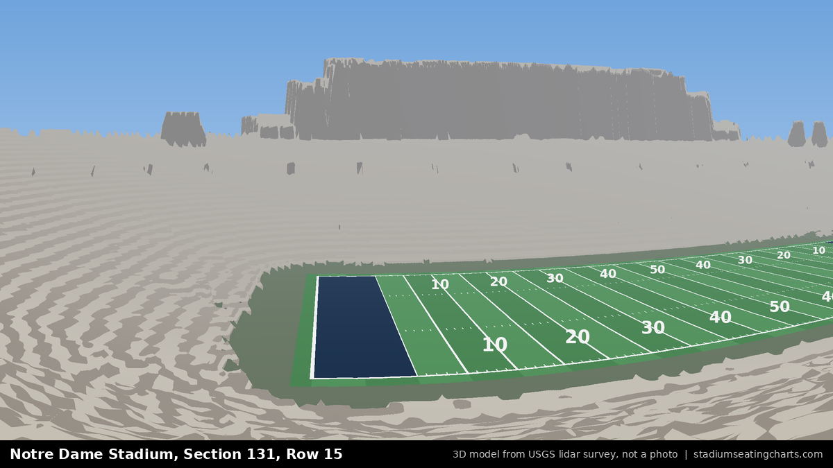 View from Notre Dame Stadium Section 131, Row 15, looking toward the field