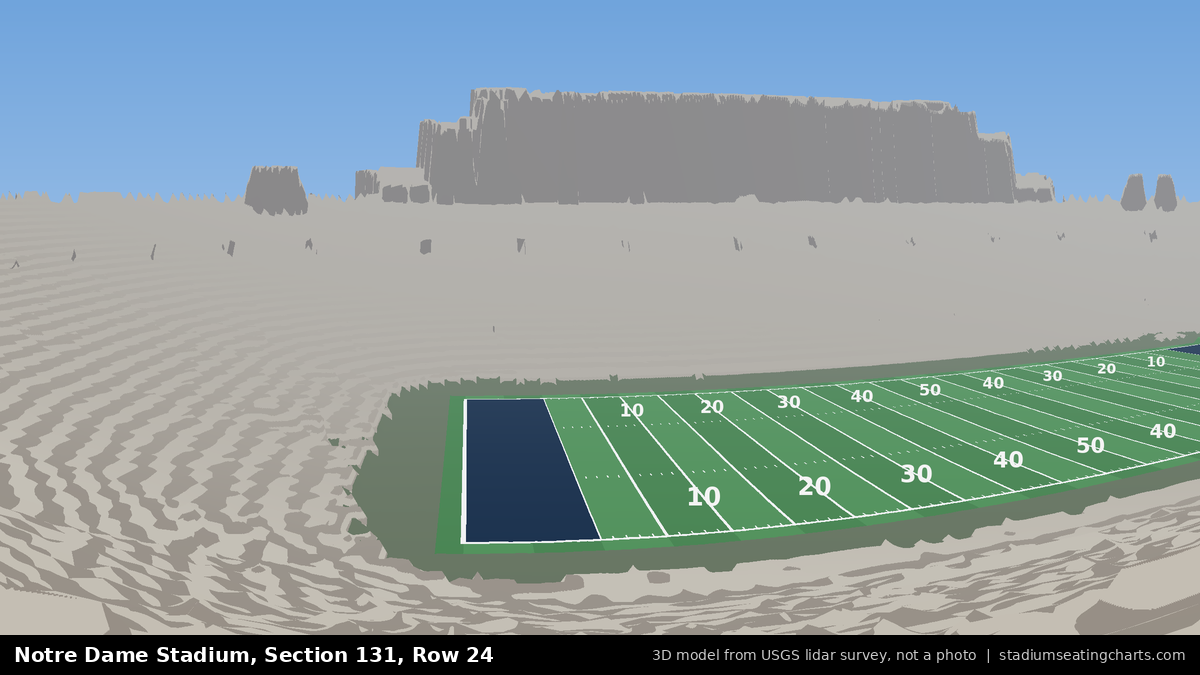 View from Notre Dame Stadium Section 131, Row 24, looking toward the field