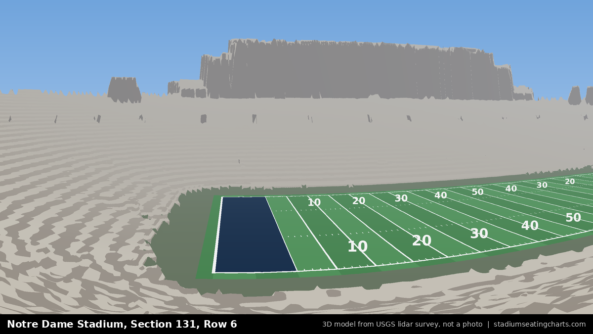 View from Notre Dame Stadium Section 131, Row 6, looking toward the field