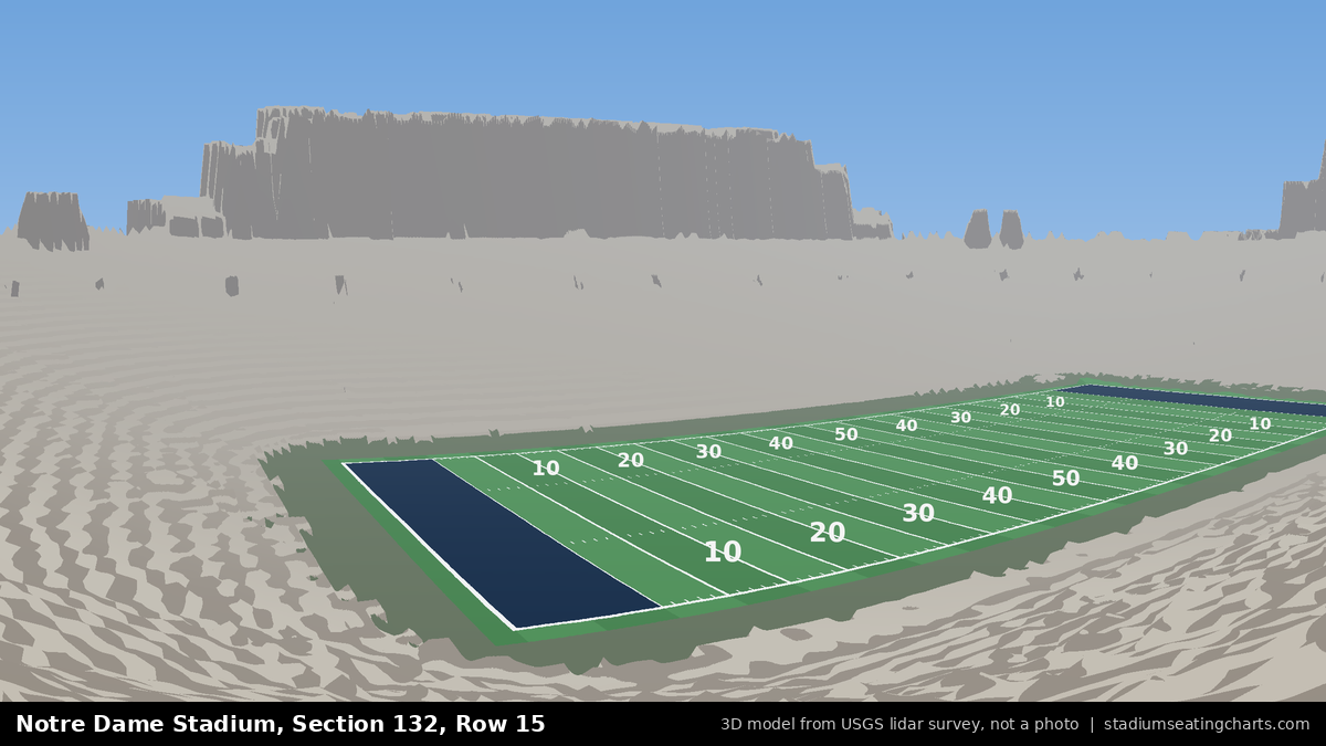 View from Notre Dame Stadium Section 132, Row 15, looking toward the field