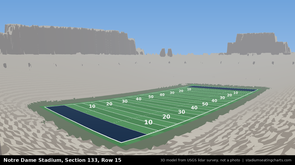 View from Notre Dame Stadium Section 133, Row 15, looking toward the field