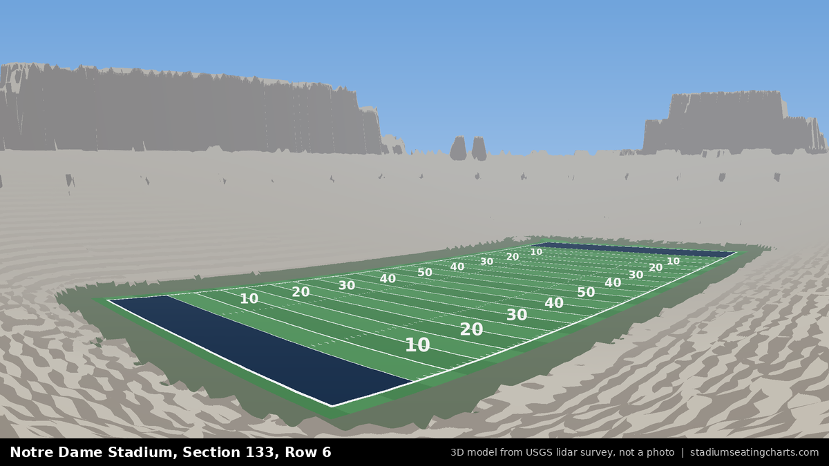 View from Notre Dame Stadium Section 133, Row 6, looking toward the field