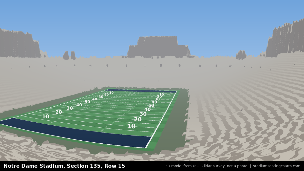 View from Notre Dame Stadium Section 135, Row 15, looking toward the field