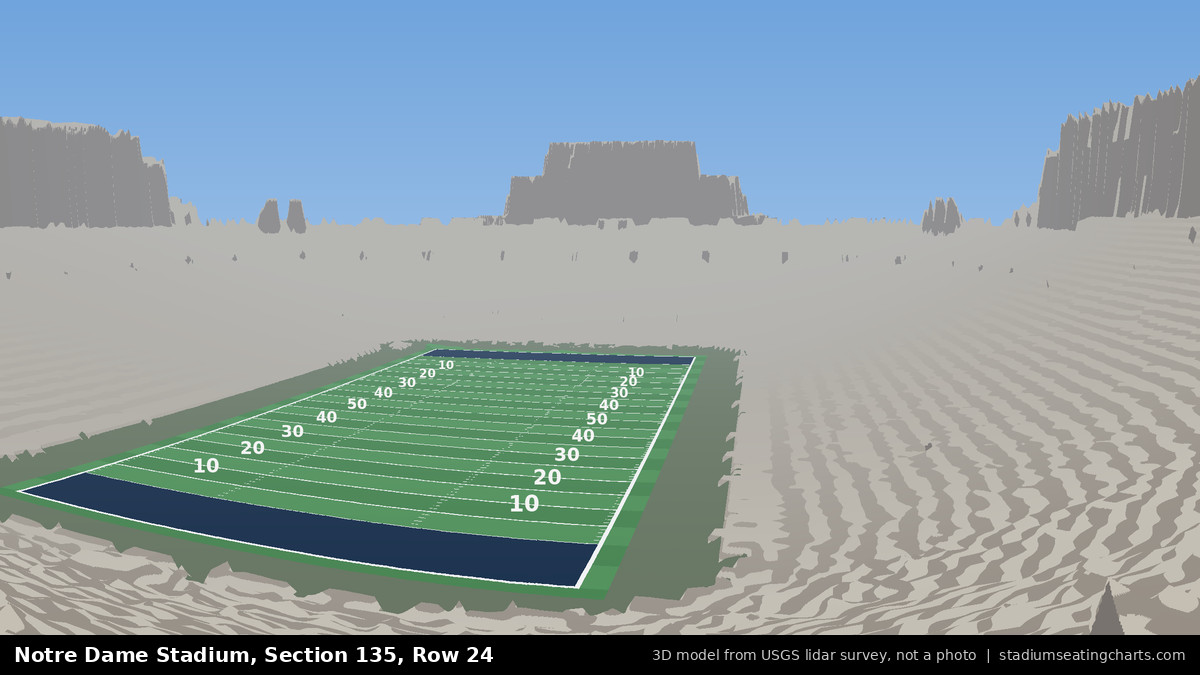 View from Notre Dame Stadium Section 135, Row 24, looking toward the field