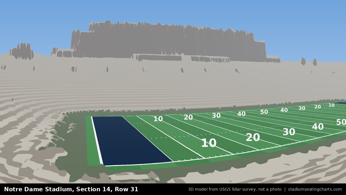 View from Notre Dame Stadium Section 14, Row 31, looking toward the field