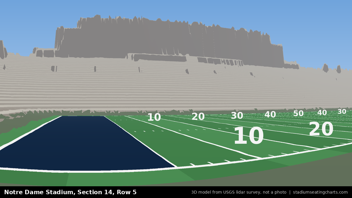 View from Notre Dame Stadium Section 14, Row 5, looking toward the field