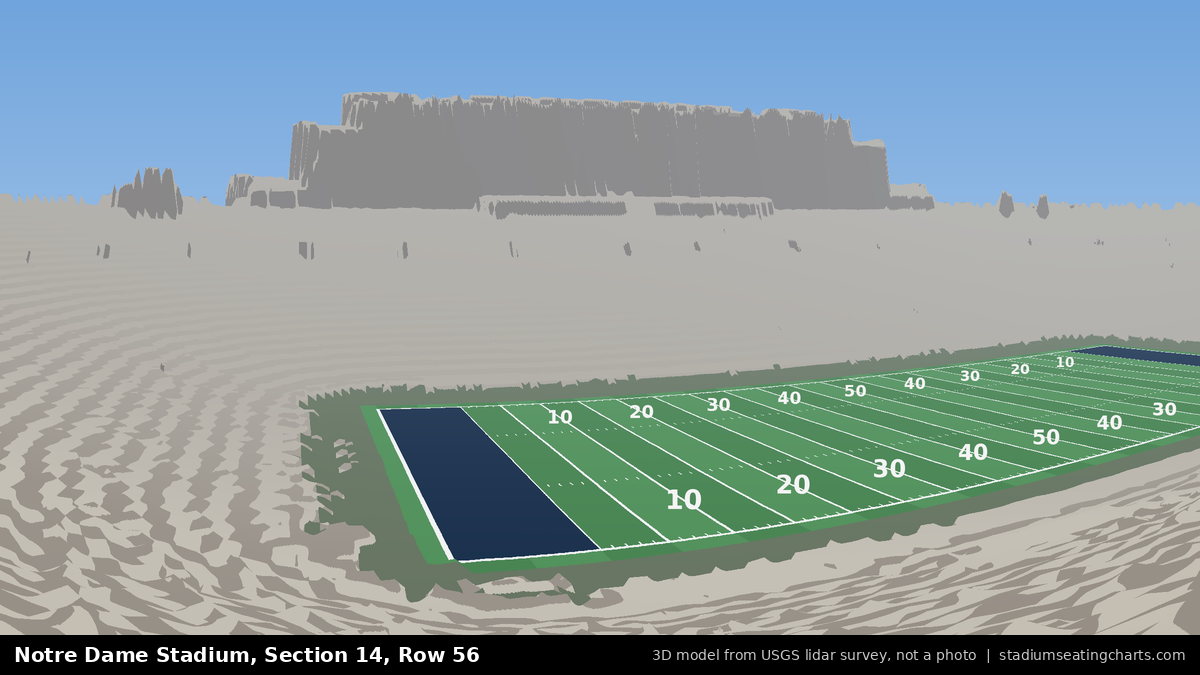 View from Notre Dame Stadium Section 14, Row 56, looking toward the field