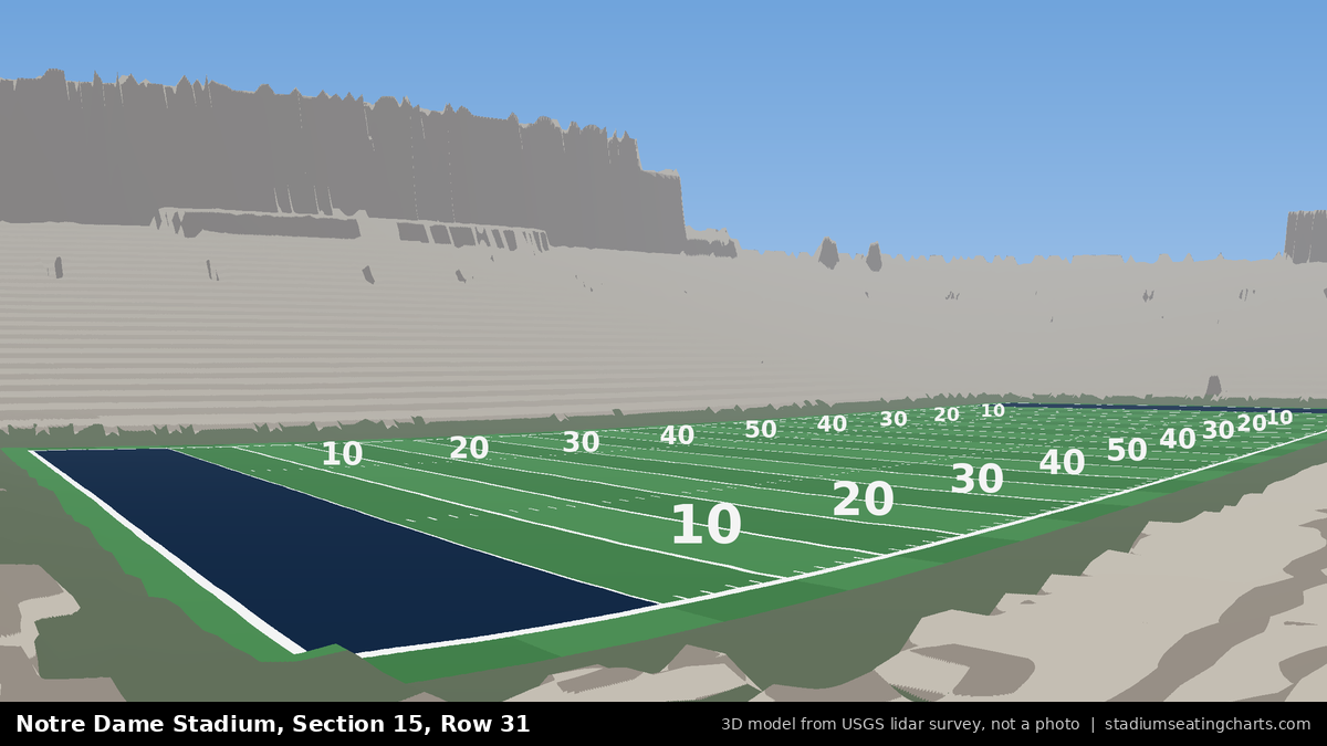 View from Notre Dame Stadium Section 15, Row 31, looking toward the field