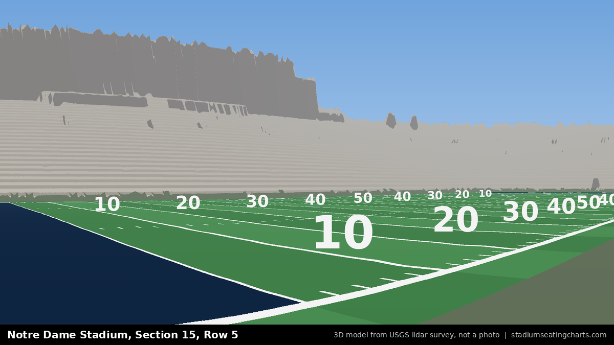 View from Notre Dame Stadium Section 15, Row 5, looking toward the field