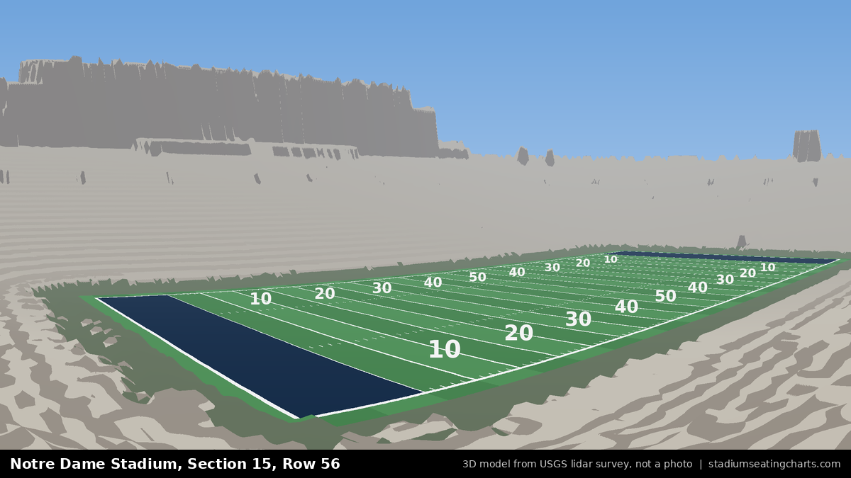 View from Notre Dame Stadium Section 15, Row 56, looking toward the field