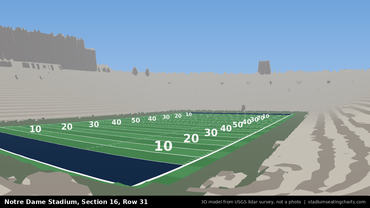 View from Notre Dame Stadium Section 16, Row 31, looking toward the field