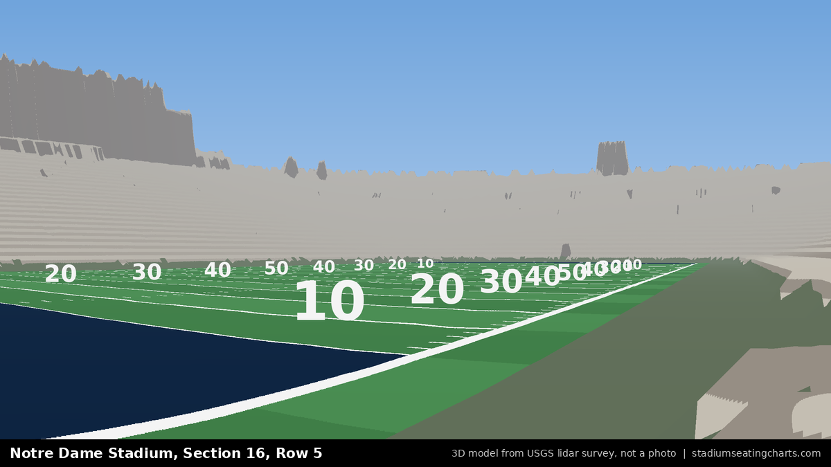 View from Notre Dame Stadium Section 16, Row 5, looking toward the field