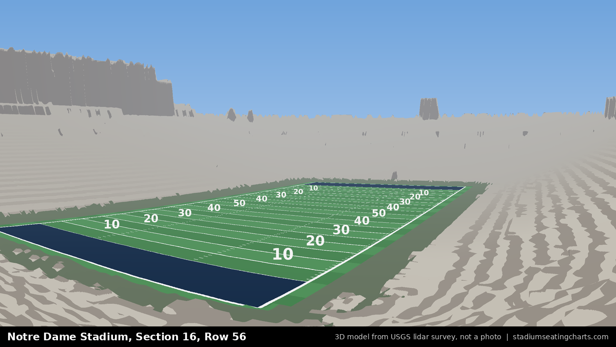 View from Notre Dame Stadium Section 16, Row 56, looking toward the field