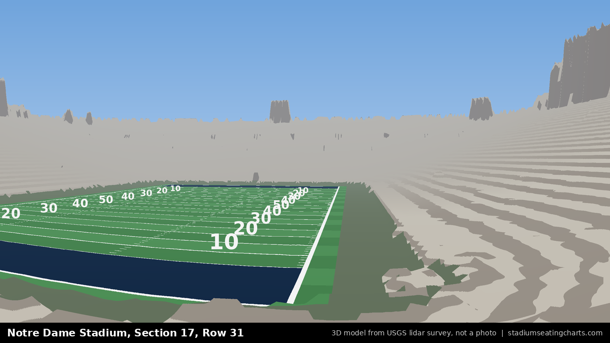 View from Notre Dame Stadium Section 17, Row 31, looking toward the field