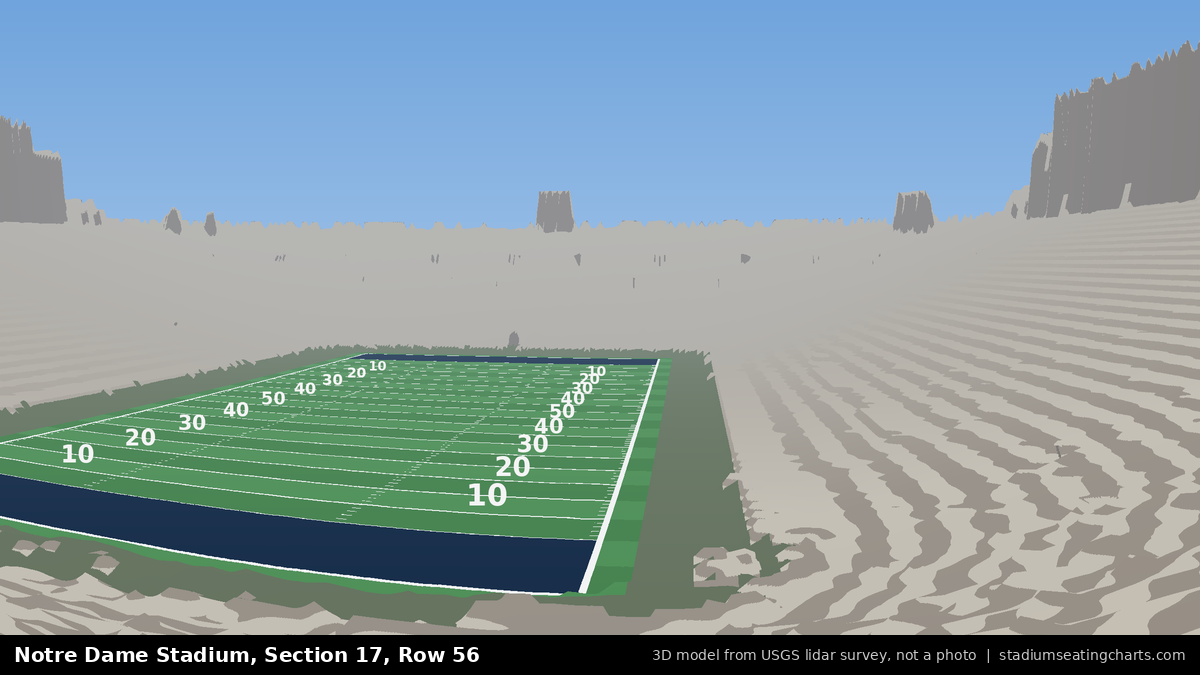 View from Notre Dame Stadium Section 17, Row 56, looking toward the field