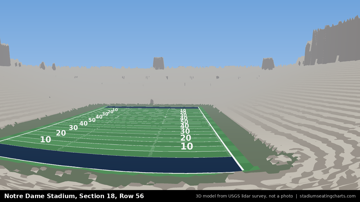 View from Notre Dame Stadium Section 18, Row 56, looking toward the field