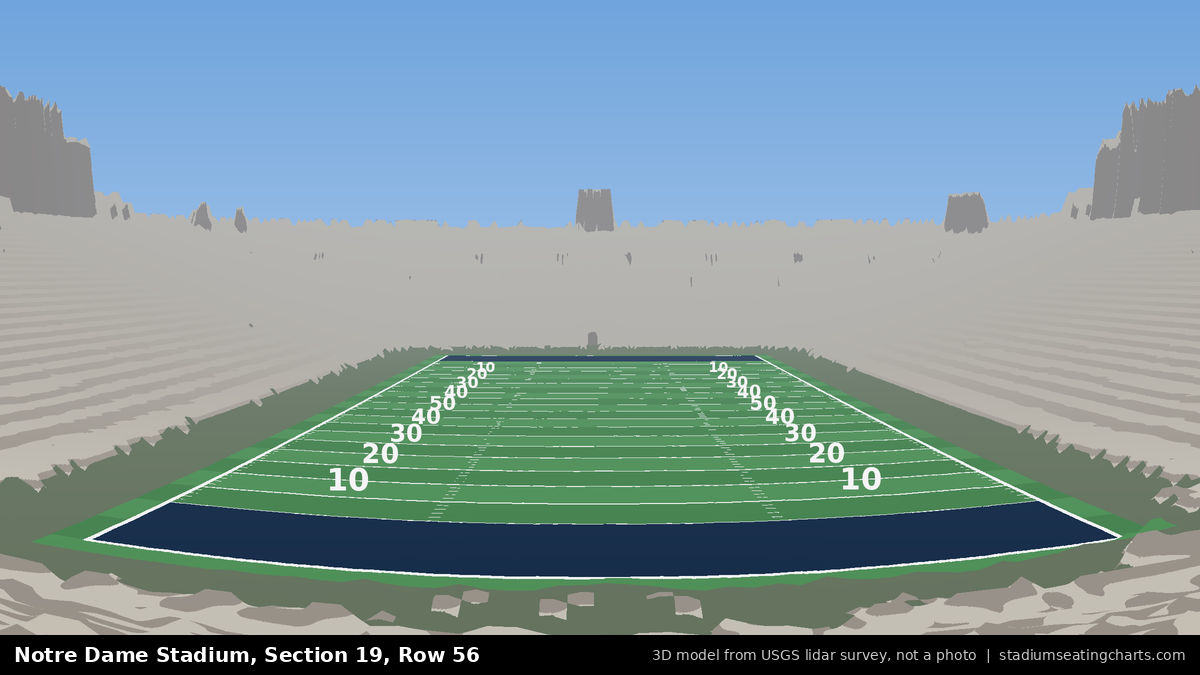 View from Notre Dame Stadium Section 19, Row 56, looking toward the field