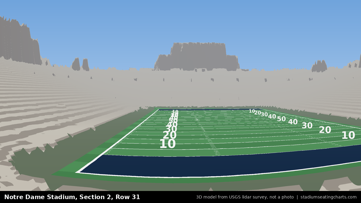 View from Notre Dame Stadium Section 2, Row 31, looking toward the field
