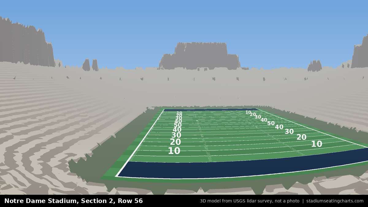 View from Notre Dame Stadium Section 2, Row 56, looking toward the field