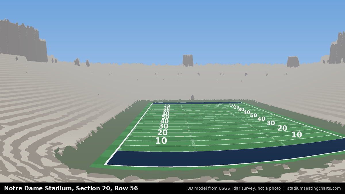 View from Notre Dame Stadium Section 20, Row 56, looking toward the field
