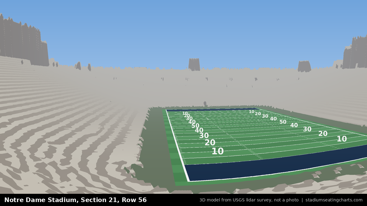 View from Notre Dame Stadium Section 21, Row 56, looking toward the field