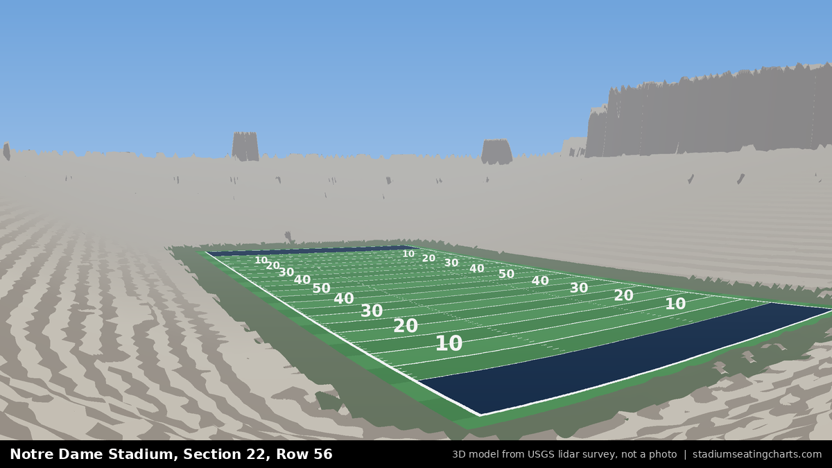 View from Notre Dame Stadium Section 22, Row 56, looking toward the field