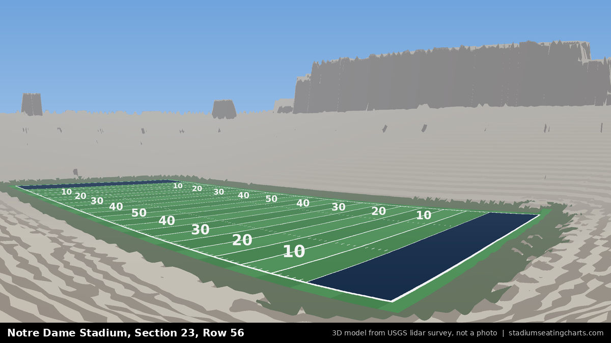 View from Notre Dame Stadium Section 23, Row 56, looking toward the field