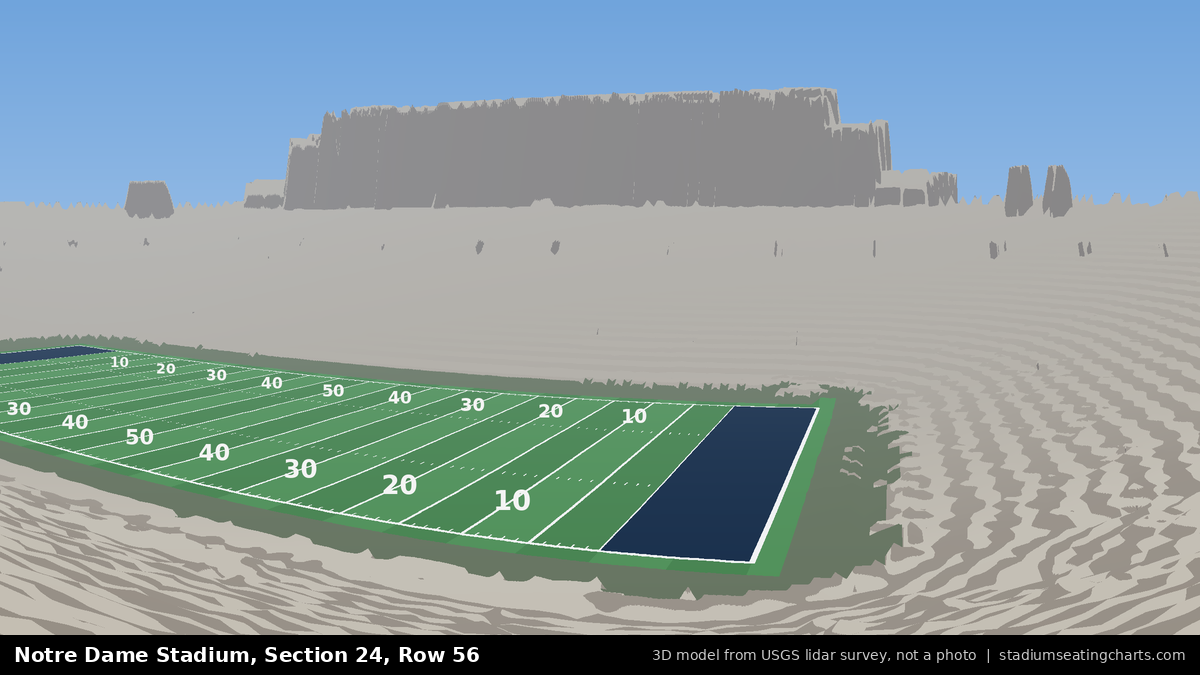 View from Notre Dame Stadium Section 24, Row 56, looking toward the field