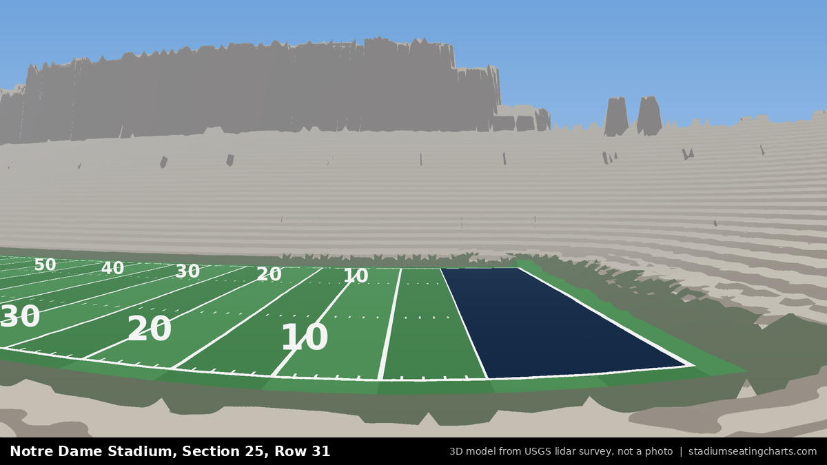 View from Notre Dame Stadium Section 25, Row 31, looking toward the field